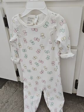 GAP White Baby One-Piece with Pastel Butterfly Motif